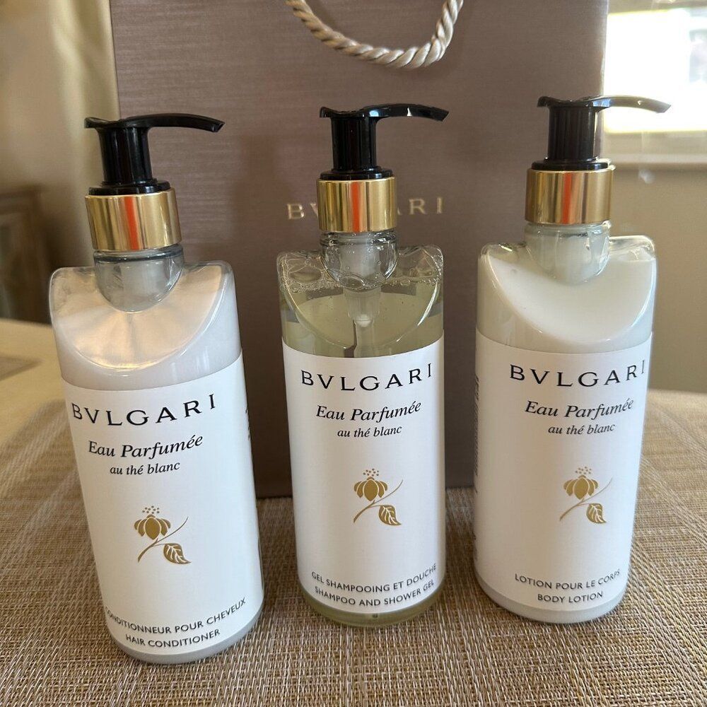 BVLGARI Gift Set Shampoo& Shower Gel, Conditioner, Body Lotion White Tea NEW